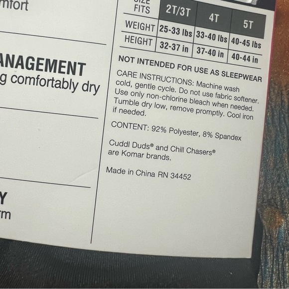 NWT Cuddl Duds Base layers Chill Chasers black size 5T top and bottom - Picture 6 of 6